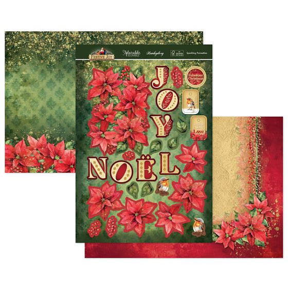 Hunkydory Christmas Card Making Kits Festive Xmas Luxury Topper Set Pack Toppers - Sparkling Poinsettias