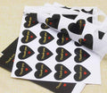 Heart Thank You Gift Seal Craft Stickers Hand Made Black Gold & Text Labels