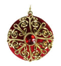 Regency Royal Burgundy & Gold Filigree Jewel Bauble Gisela Graham 8cm