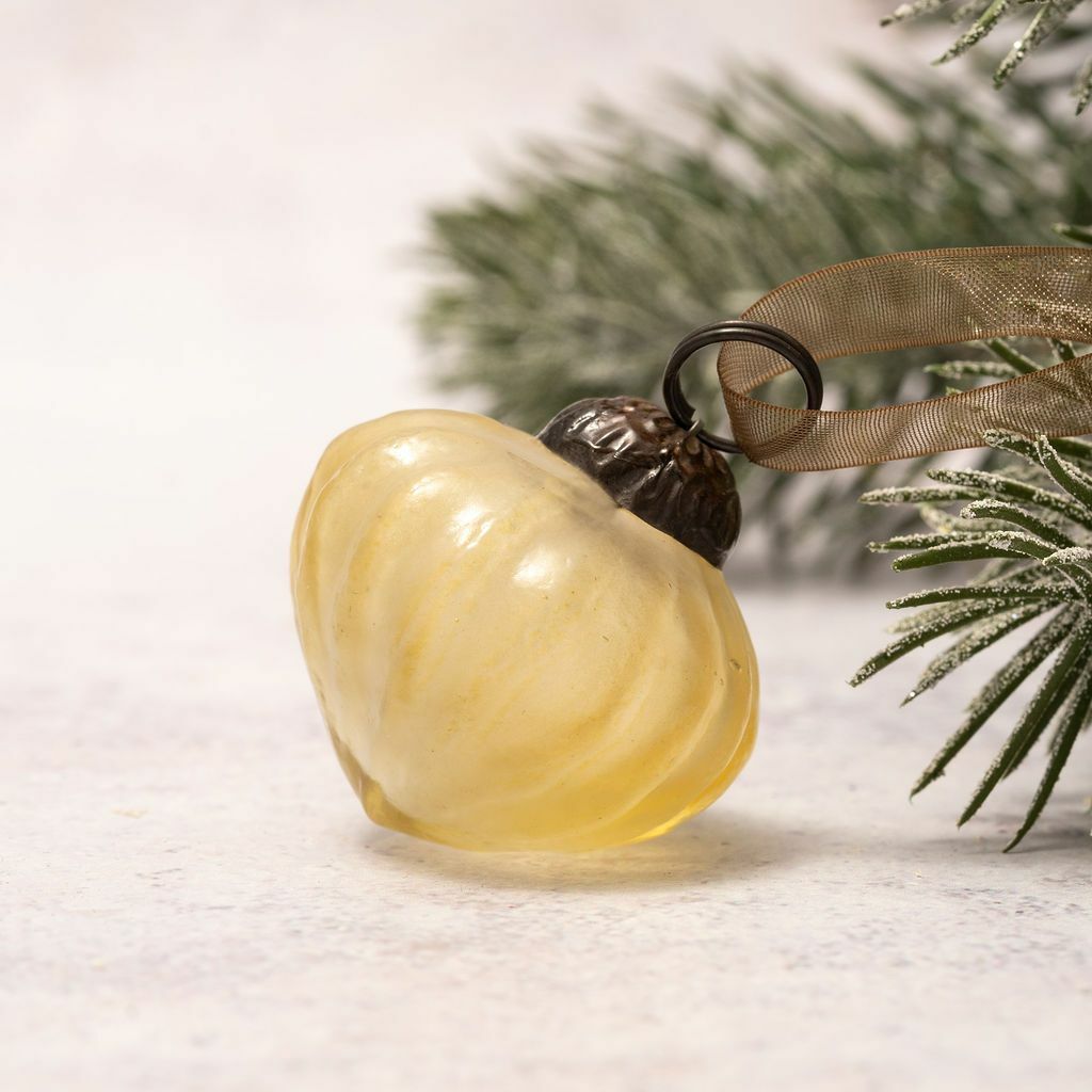 6 Pack Small Glass Handcrafted Baubles Premium Traditional Christmas Tree Craft - Set of 6 Small Gold Frosted Glass Lanterns