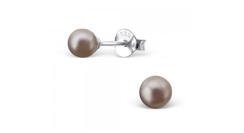 925 Sterling Silver Pearl Stud Earrings Many Colours Elegant Wedding & Gift Bag - Powder Almond