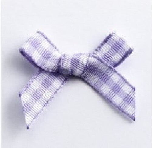 3cm Gingham Bow 6mm Bows Pre Tied Ribbon Sewing Crafts Wedding Cards Scrapbook - Lilac