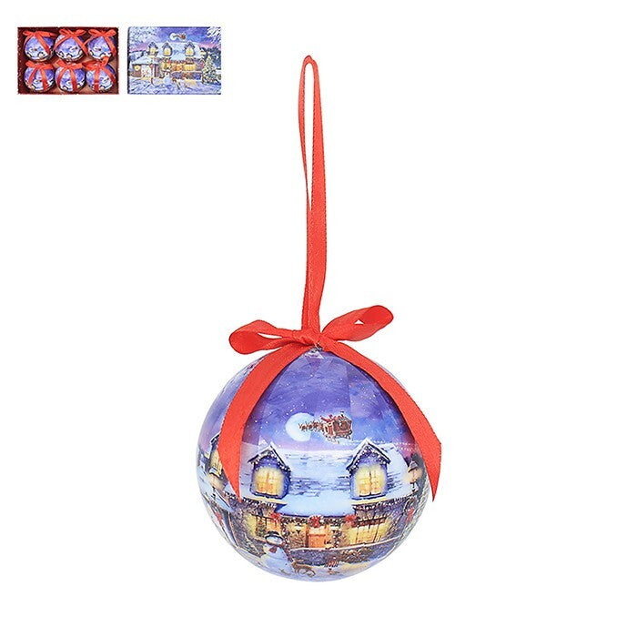 6 Pack of Christmas Tree Baubles - William Morris Deer Robin Reindeer - Magic of Xmas Baubles Set of 6