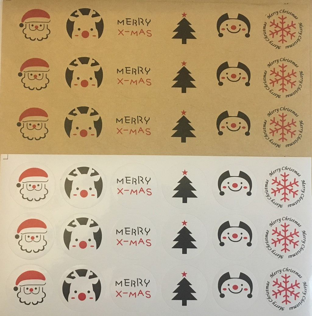 Christmas Sticker Labels 6 Design Santa Reindeer Elf Gift Craft Stickers