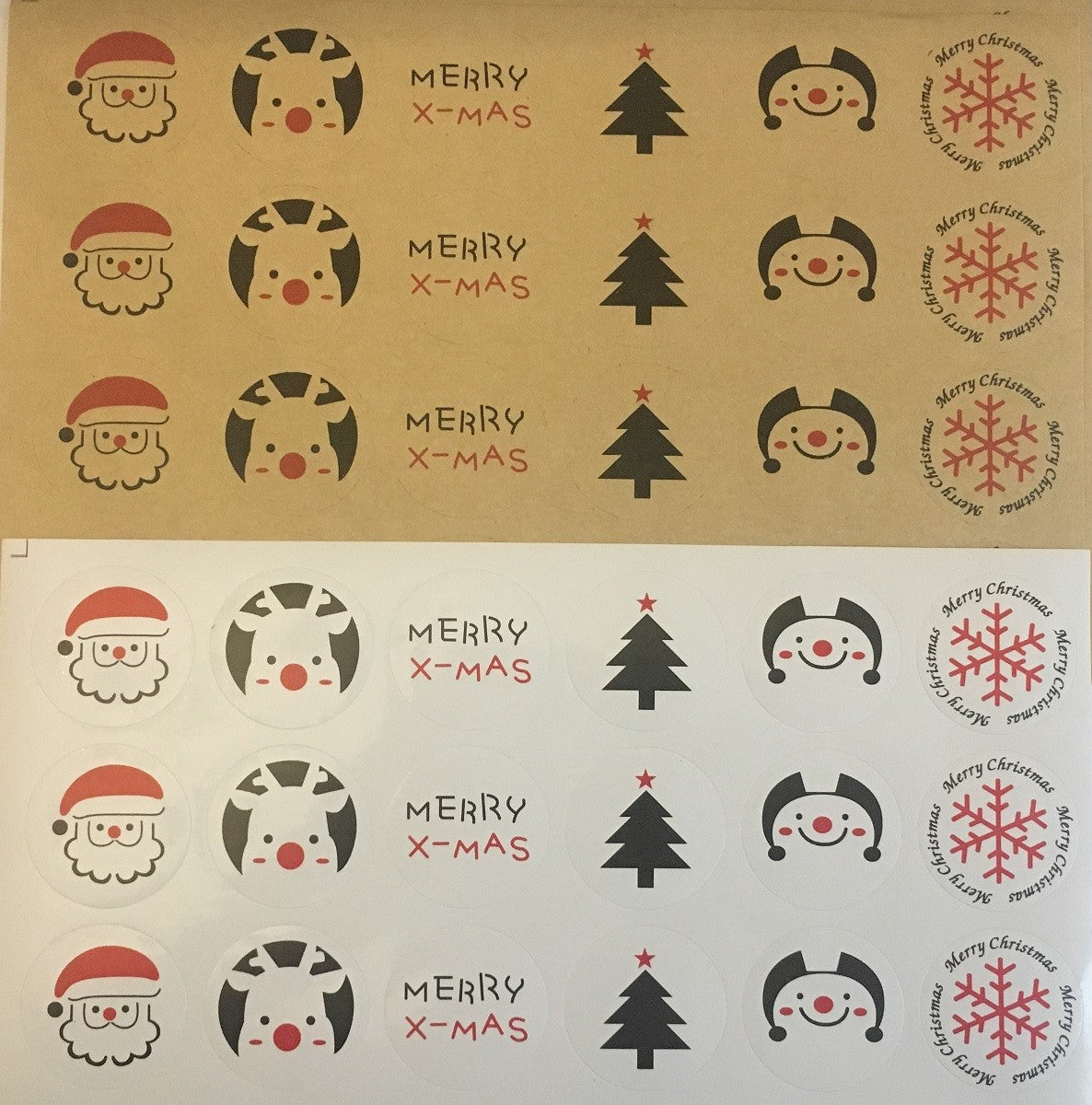 Christmas Sticker Labels 6 Design Santa Reindeer Elf Gift Craft Stickers