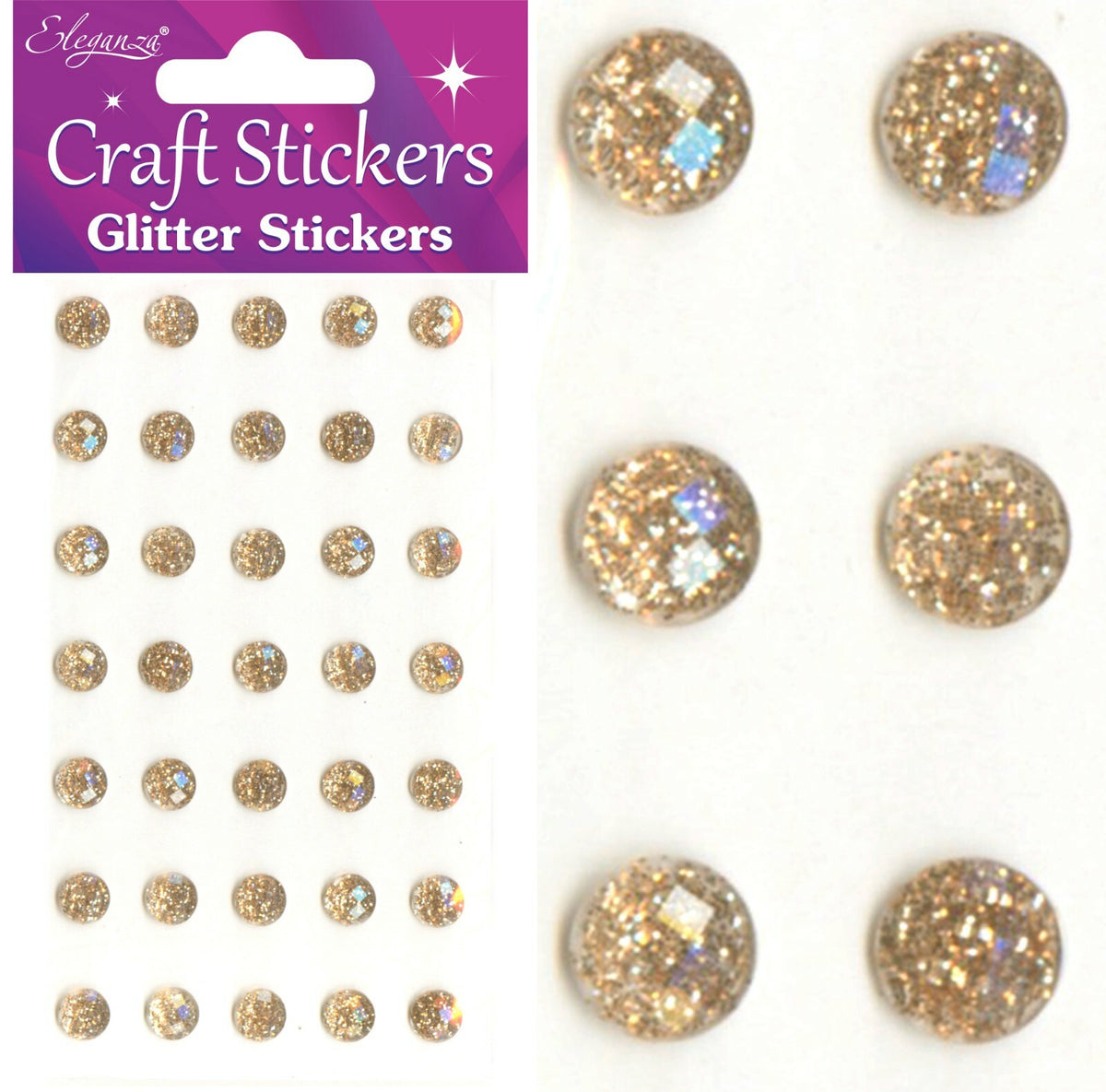 3D Stickers Craft Pearl Dots Sparkly Glitter Gem Craft Card Making Self Adhesive - 8mm - Champagne