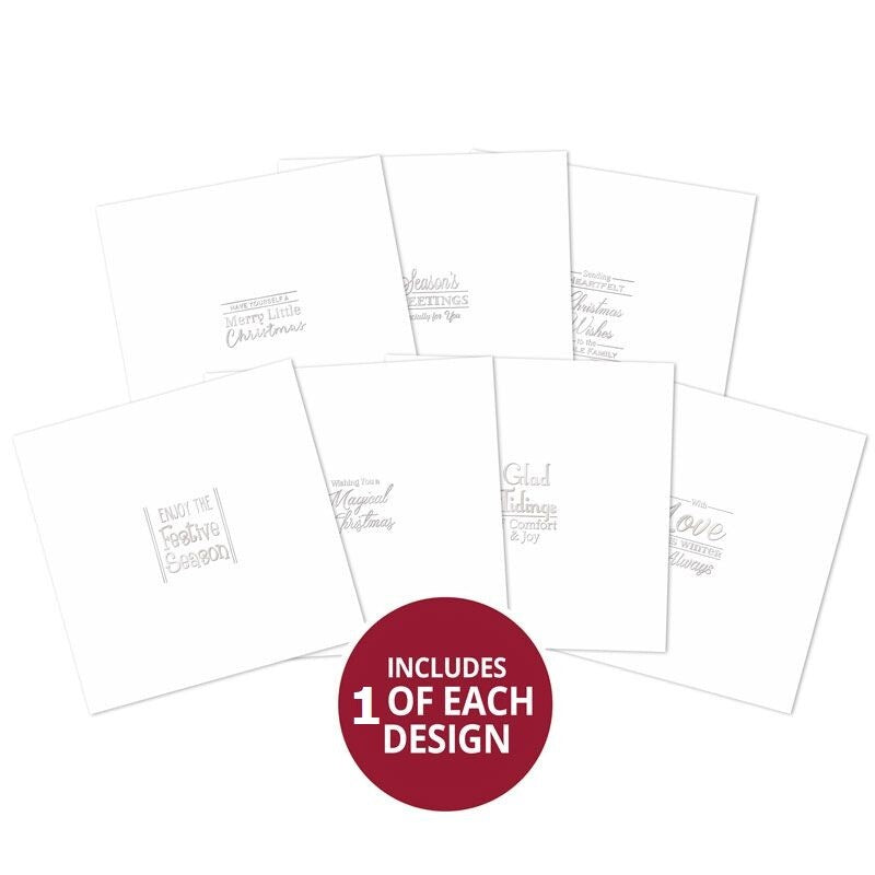 Hunkydory Trim Me! Foiled Inserts Birthday Everyday Christmas - Pack of 7 Sheets - Christmas 2 Silver