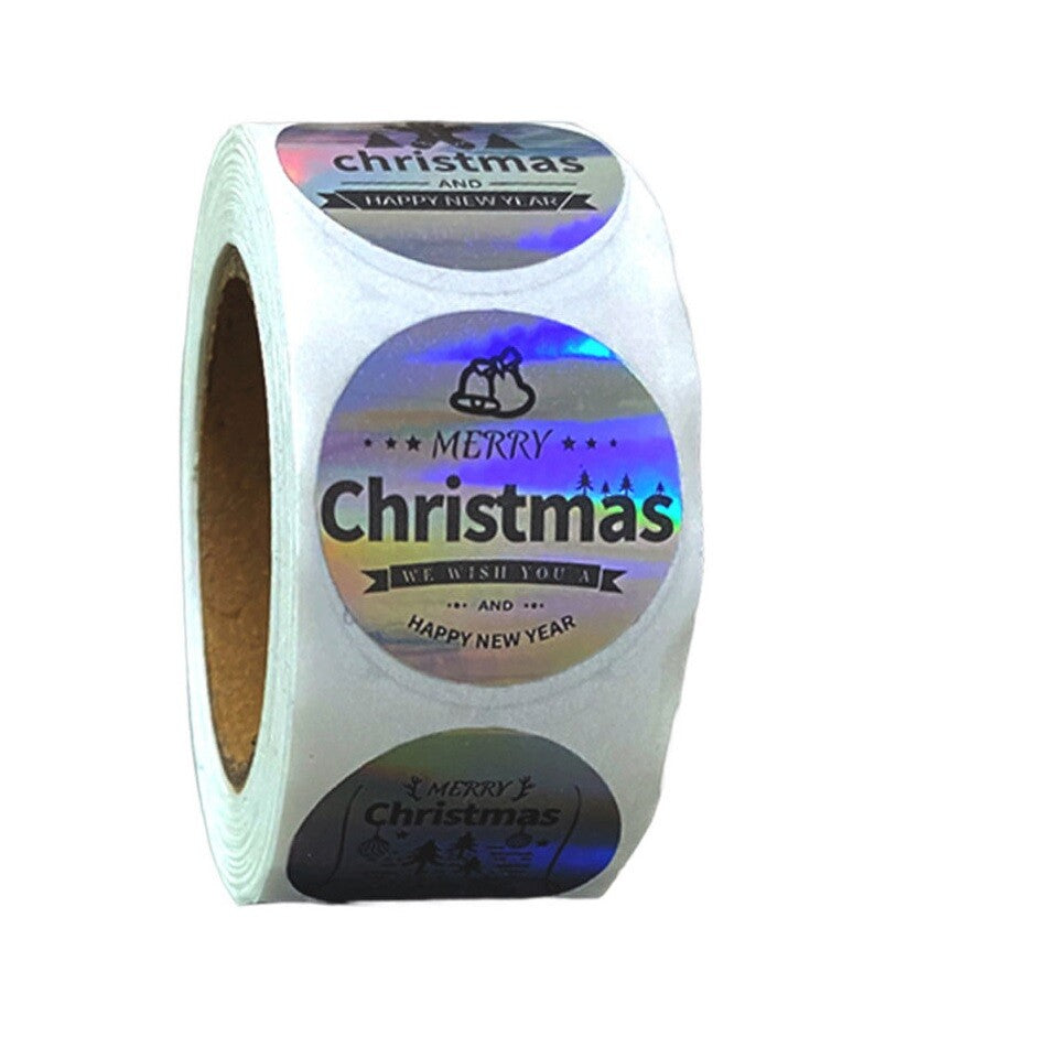 Merry Christmas Xmas Hologram Labels Stickers Gift Craft Sticker 2.5cm