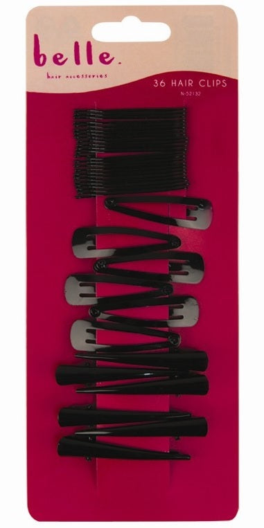 36 Pack of Hair Clips Slides Grips Gold Silver Brown Black Hair Accessories - Black