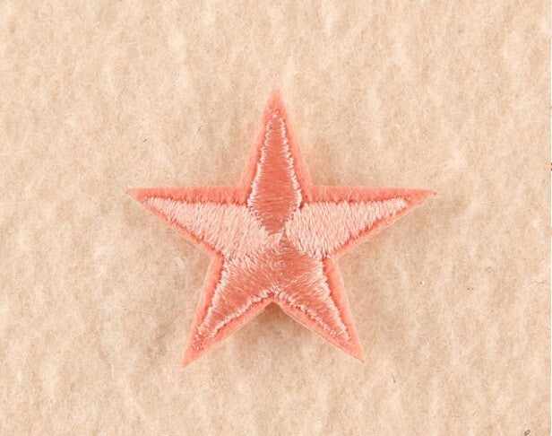 2 Peach Star Patches Iron On Sew On Stars Patch Embroidered Applique Badges