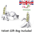 925 Sterling Silver Crystal Banana Split Stud Earrings Kawaii Harajuku Gift
