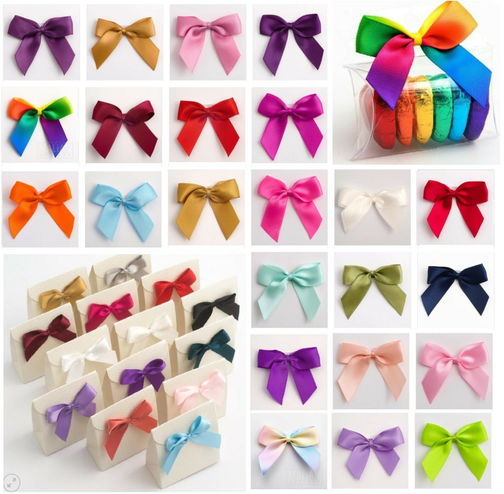Self Adhesive 5cm Bow Satin Bows Sticky Pre-Tied 16mm Ribbon Craft Wedding
