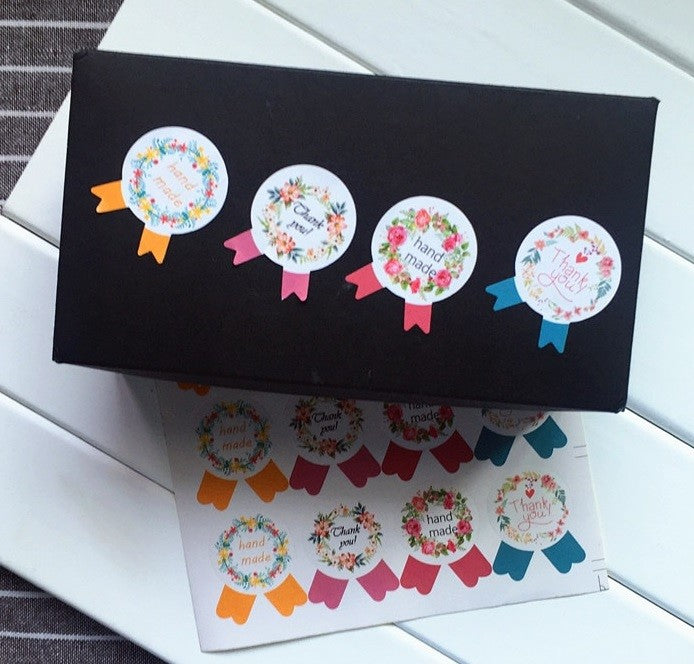 Round Paper Labels Hand Made Thank You Gift Kraft Paper Craft Sticker 3cm