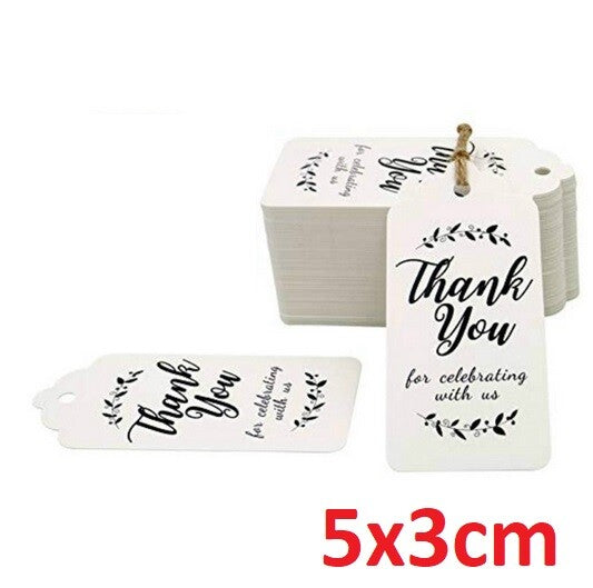 Handmade with Love Thank You DIY Craft Paper Tag Tags Gift Celebration - Thank You Rectangle White & Black