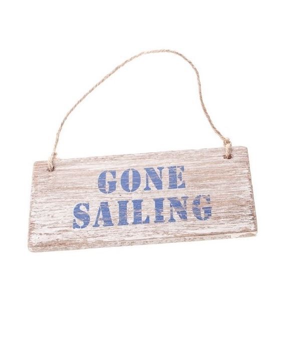 Nautical Wooden Hanging Plaque Sign Home Gift - Rectangle Design - Gisela Graham - Gone Sailing