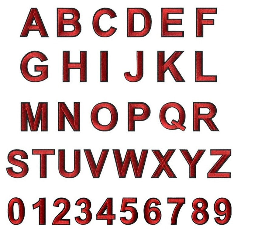 Red Letter Patch Iron or Sew on Alphabet Numbers Embroidery Customise 4.5cm Tall