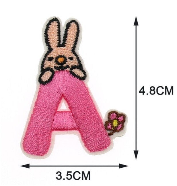 Animal Cartoon Kids Letter Patch Iron or Sew on Alphabet Embroidery Customise