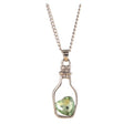 Cute Love Heart in a Bottle Message Pendant Austrian Crystal Necklace Kawaii - Green