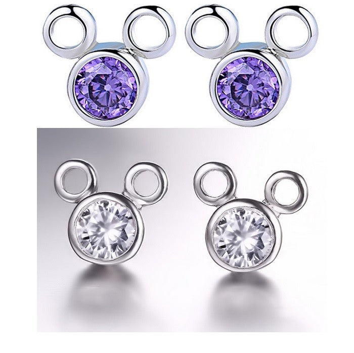 Crystal Mouse Ears Stud Earrings 8x8mm & Gift Bag #3