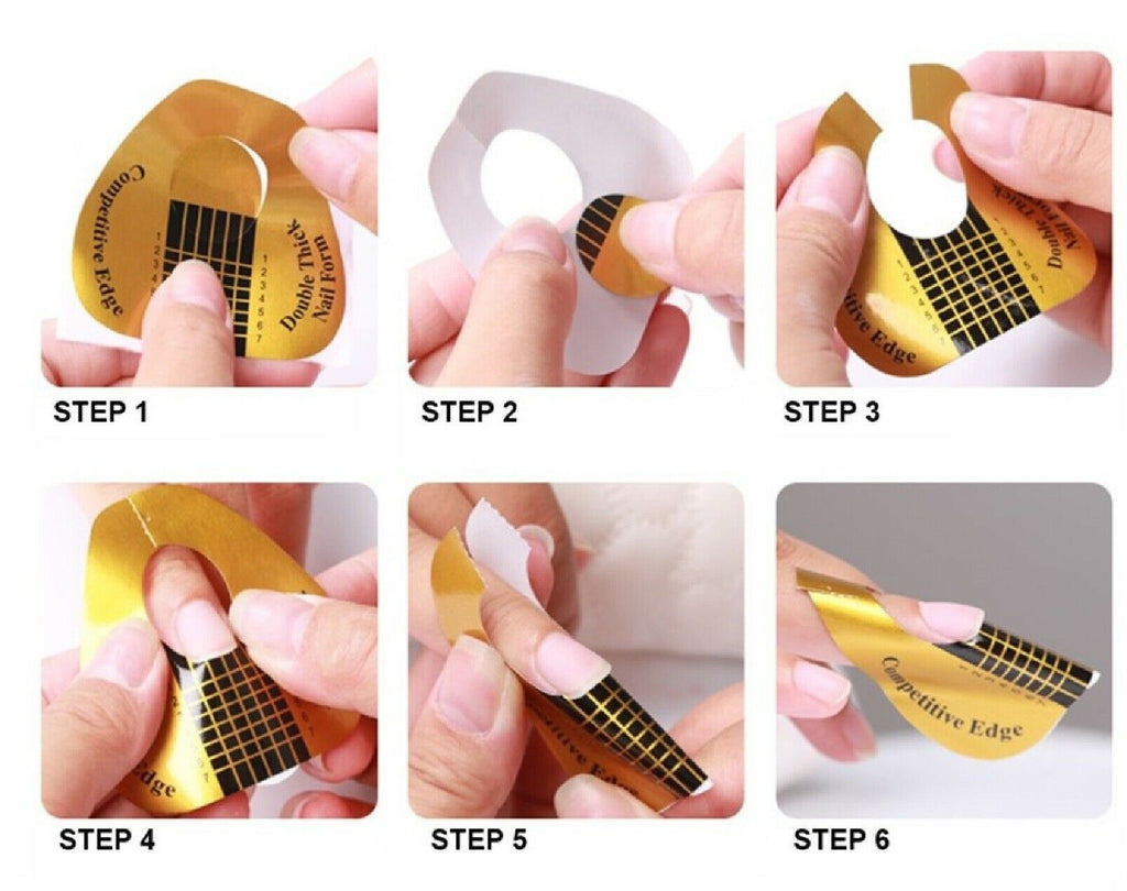 Nail Art Form Sticker Self Adhesive Extension Guide Acrylic Tips Gel 1/10/50/100