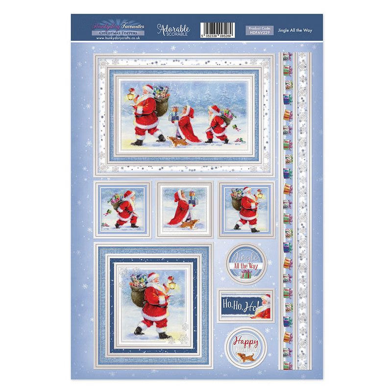 Hunkydory Christmas A4 Card Die Cut Topper Sheet Luxury Toppers for Craft Cards - Jingle All the Way