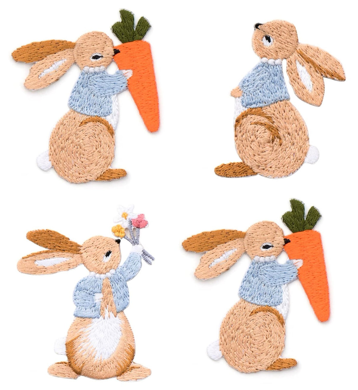Rabbit Embroidery Patch Bunny Patches Iron on / Sew / Glue Embroidered Applique