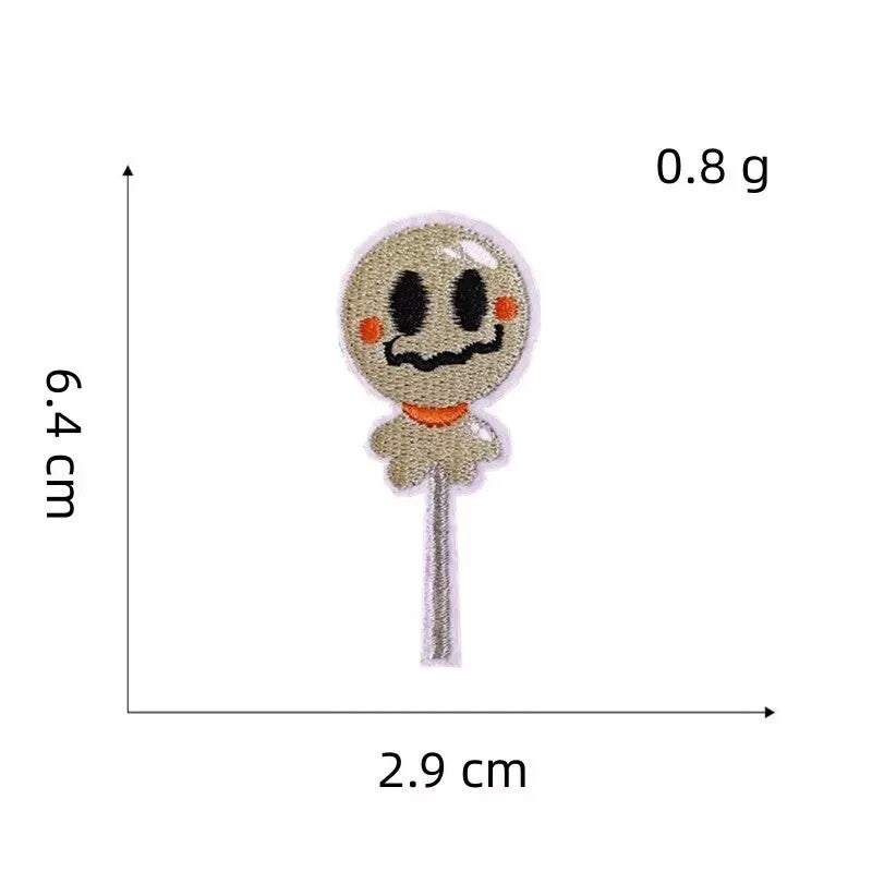 Halloween Patches Pumpkin Witch Cat Bat Ghost Embroidered Badge Iron On Sew - Lollipop Ghoul