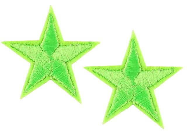 2 Lime Green Star Patches Iron On Sew On Stars Patch Embroidered Applique Badges