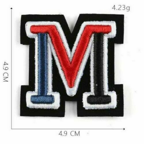 3D Varsity Letter Patch Patches Sew On Embroidered Customise Clothing Alphabet - M