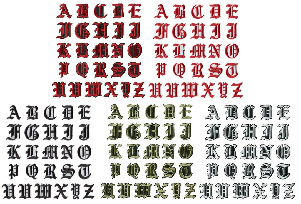 Old English Medieval Letter Patch Patches Iron on Alphabet Embroidery Customise