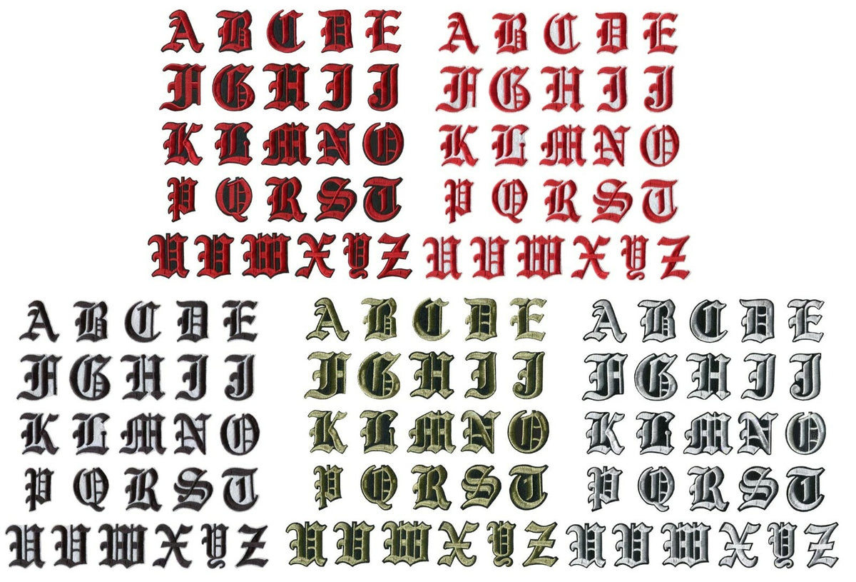 Old English Medieval Letter Patch Patches Iron on Alphabet Embroidery Customise