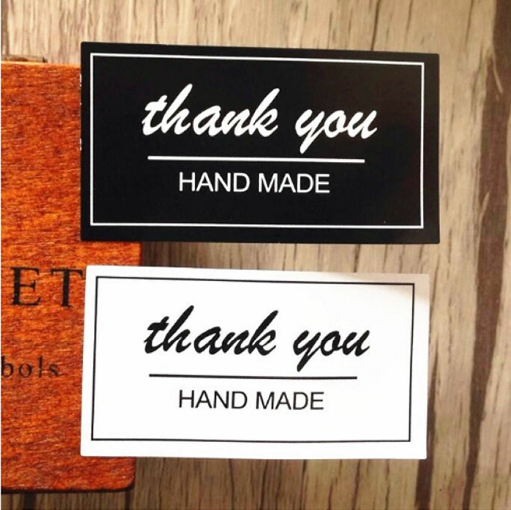 Thank You Labels 'Hand made' Gift Food Wedding Kraft Card Craft Sticker Label