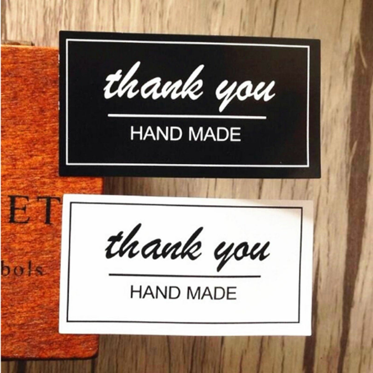 Thank You Labels 'Hand made' Gift Food Wedding Kraft Card Craft Sticker Label