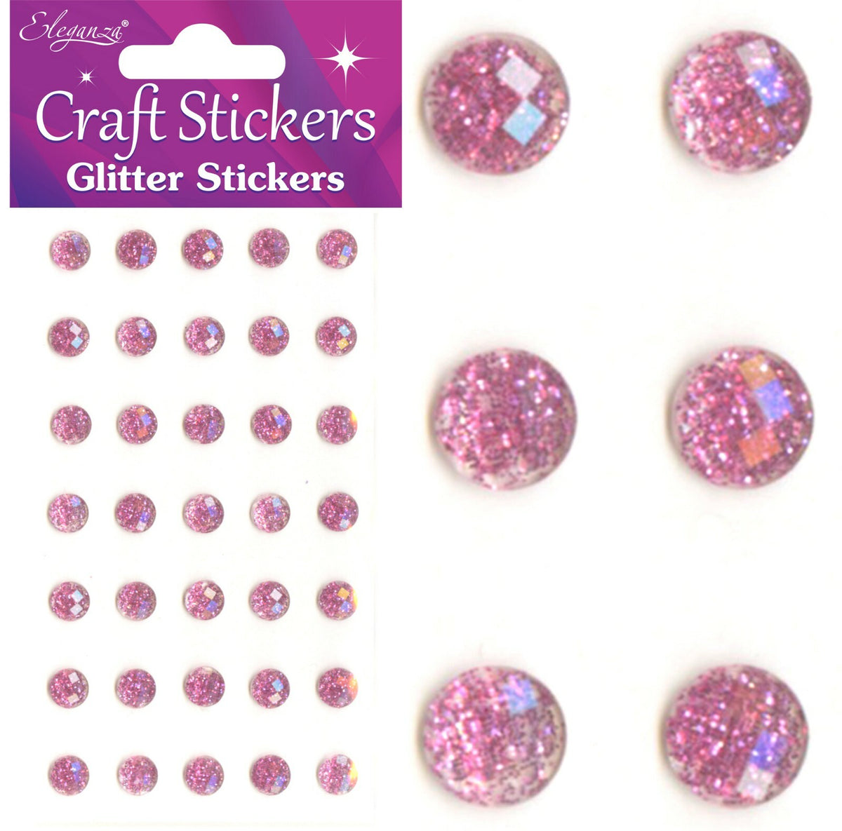 3D Stickers Craft Pearl Dots Sparkly Glitter Gem Craft Card Making Self Adhesive - 8mm - Light Pink